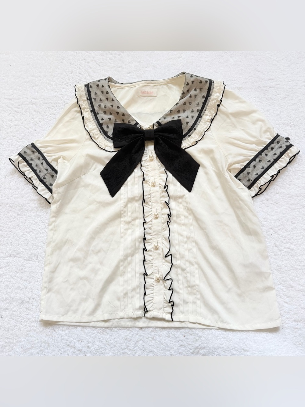 Liz Lisa Blouse Jirai Kei Ryosan Lolita Bow Lace Tops Japan Idol Short Sleeve